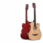 38 colių viso dydžio suaugusiųjų 6 stygų Cutaway liaudies akustinė gitara, skirta studentams pradedantiesiems (Juoda) ruda