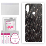 apgo Protective Skin Sticker for the back compatible with Meizu M10, Wrap Film, Foil, Vinyl - Pattern Carbon Black Pixel