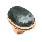 Natural Tree Agate Gemstone Handmade Copper Jewelry Ring Size 6.5 q1a59