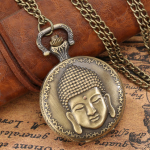 Senovinis bronzinis vyri&scaron;kas moteri&scaron;kas kvarcinis ki&scaron;eninis laikrodis pakabukas arabi&scaron;kais skaitmenimis Ki&scaron;eninis laikrodis su grandinėle Creative Buddha Head Senamadi&scaron;kas ki&scaron;eninis laikrodis tėčiui