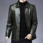 Vyri&scaron;kas odinis paltas plius aksominis plonas paltas rudeninis ir žieminis motociklo striukė Natūralios odos laisvalaikio avikailio striukė M