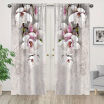 2 vnt. Eleganti&scaron;kos auksinio gėlių ra&scaron;to užuolaidos namų dekorui, langų apdaila miegamajam, biurui, virtuvei, svetainei ir darbo kambariui W50H160(CM)x2PCS&Hook
