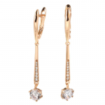 Kinel Vintage Rose Gold spalvos ilgi auskarai, cirkonio pakabukai, papuo&scaron;alai