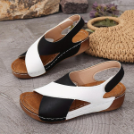 Moteri&scaron;kos kontrastingos spalvos plei&scaron;tiniai sandalai, mink&scaron;to pado batai &bdquo;Peep Toe Slingback&ldquo;, patogūs vasariniai lauko sandalai 40