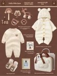 Ekologi&scaron;kos medvilnės me&scaron;kiuko dovanų rinkinys su mediniu žaislu lagamine &ndash; Unisex dovana nuo pavasario iki žiemos Size 66: Newborn to 3 Months