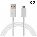 [Suderinamas su &bdquo;Samsung Galaxy S3-S4-S5-S6-S7-MINI-EDGE&ldquo;] 2 USB įkrovimo kabelių rinkinys, baltas, su &bdquo;Micro USB&ldquo; prievadu, 1 m [Phonillico&reg;]