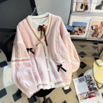 Deeptown Sweet Coquette Megztiniai Megztiniai Moteri&scaron;ki Kawaii Bow Megzti Megztiniai Japoni&scaron;ki Preppy Style Lolita Trikotažo JK Džemperiai 2XL