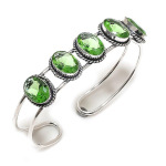 Natural Tsavorite Gemstone 925 Sterling Silver Cuff Bangle Adjustable n4y76