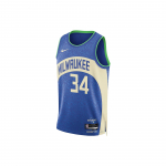 Nike NBA Milwaukee Bucks Giannis Antetokounmpo City Edition 23/24 Swingman mar&scaron;kinėliai Daugiaspalviai Vyri&scaron;ki Streetwear DX8509-407 L