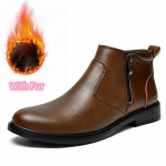 Madingi vyri&scaron;ki tikros odos batai su &scaron;oniniu užtrauktuku Stilingi kasdieniai ankle boots Vyri&scaron;ki patogūs slip-on Chelsea batai Madingi žiemos batai 38
