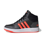 Adidas Neo Hoops 2.0 Mid K laisvalaikio stiliaus, atsparūs slydimui, patvarūs, vidutinio ūgio vaiki&scaron;ki riedlenčių bateliai, juodi ir raudoni, GZ7768 28