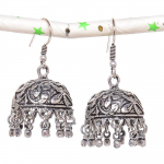 Natural Indian Look Jhumki Gemstone Silver Tribal Bali Earring 1.85 q6h16