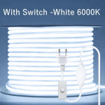 220V LED juosta vandeniui atspari su lę&scaron;iu COB lanksti juosta su jungikliu/reguliuojama EU ki&scaron;tuku kambariui, miegamajam, virtuvei, lauko sodo ap&scaron;vietimui 15M With Switch &scaron;alta balta spalva