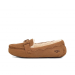 UGG karvės skeltos odos patogūs &scaron;ilti kasdieniai plok&scaron;čiapadžiai moterims rudi 1166891-CHE 36