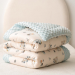 A klasės vaiki&scaron;ka medvilninė dvigubo sluoksnio marlės antklodė - visų sezonų sojos pupelių &scaron;erdis 120x150 cm 2 jin Spring/Autumn Quilt