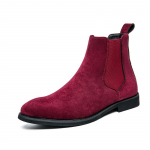 Madingi Žieminiai Naujos Mados Vyri&scaron;ki Smailūs Juodi Raudoni Suede Odiniai Ankle Boots Vyrams Atsitiktiniai Prabangūs Auk&scaron;ti Platforminiai Batai Zapatos Hombre 38