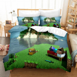 3D Skaitmeninės spaudos trijų dalių Minecraft žaidimo vaiki&scaron;kas animacinis antklodės komplektas US Single150*200cm