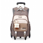 Mokyklinė rankinė su ritininiu mokiniu kuprinė 6 ratai (34*24*47CM)ZRY5200 ruda