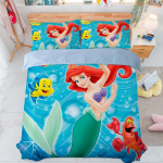 Undinėlės patalynės komplektas, animacinių filmukų 3D spausdintas princesės Arielės antklodės užvalkalas, pagalvių užvalkalai, antklodės užvalkalas EU Single(135*200cm)3pcs