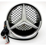 1 vnt. baltos &scaron;viesos automobilio priekinės grotelių žvaigždės emblema LED ap&scaron;viestas logotipas Mercedes Benz W205 C E R ML GL GLA CLA CLS 2013-2016 white Light sidabras