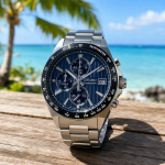 Seiko Selection SBTR041 S serijos chronografas, vyri&scaron;kas analoginis kvarcinis laikrodis, vertikalus 3 ciferblatų ekranas, atsparus vandeniui iki 10 barų, tachimetras, pagamintas Japonijoje, originalus