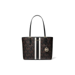 Michael Kors MK Jet Set Travel Monogram Juoda ir Balta Dryžuota Didelės Talpos Odinė Rankinė Moteri&scaron;ka tote 35S1GTVT2B-BLACK-COMBO Basic Set (Bag+Dust Bag)