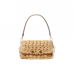 Michael Kors Parker pintas odinis rankinukas su auksine furnitūra, ne&scaron;iojamas per petį, moteri&scaron;kas, rudas 30S3G7PC2W-969-NATLUGG Basic Set (Bag+Dust Bag)