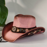 Vakarieti&scaron;ka siuvinėta &scaron;iaudinė skrybėlė su aksesuarais, unisex, tinkama rodeo pasirodymams ir kaubojės aprangai gorro cowboy S56-58cm