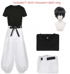 Jujutsu JJK Manga Anime Fushiguro Toji Satoru Gojo Cosplay kostiumas Perukas Mar&scaron;kinėliai Kelnės Rožių tinklelis Helovino Kalėdų dovana XXXL white