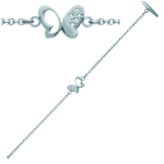 Les Tr&eacute;sors De Lily [J0090] - Bracelet Acier 'Papillons' argent&eacute; - 14x15 mm