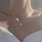 Kpop &scaron;irdies karoliai prancūzų Lucky Bean Love raktikaulio grandinė Korėjieti&scaron;ka paprasta moteri&scaron;ka dvigubo sluoksnio karoliai moteri&scaron;ki pakabukas moterims