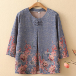 Didelių dydžių 2XL-7XL eleganti&scaron;ki dideli mar&scaron;kiniai moterims, vir&scaron;ūnės, laisva vintažinė palaidinė, vasariniai drabužiai vidutinio amžiaus moterims 7XL violetinė