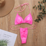 Naujas blizgus trikampio kau&scaron;elio odinis stringų bikini - Seksualus užri&scaron;amas maudymosi kostiumėlis ZY020 Medium