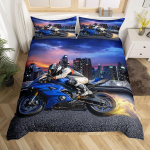 Motokroso patalynės komplektai, 3D spausdintas ekstremalaus sporto motociklų tema užvalkalas antklodei su 2 užvalkalais pagalvėms, suaugusiems ir vaikams 90x200cm