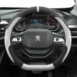 Suede Warm Car Steering Wheel Cover For Peugeot Landtrek 2025 -2024 Winter Warm Auto interior Peugeot Landtrek Accessories D Type-Brown