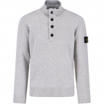 Stone Island vientos spalvos pusiau užsegamas su stovu apykakle vilnonis megztinis Unisex megztinis Pilkas K2S155100040S00A3-V0M64 M