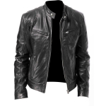 Striukė Vyri&scaron;ka Motociklo PU Striukė Slim Fit Striukės Rudens užtrauktukas Vėjui atsparus odinis paltas Vyri&scaron;ki drabužiai Didelio dydžio S juoda