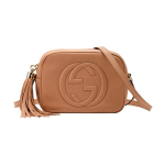Gucci Soho reljefinio logotipo kutas odinė kameros rankinė moteri&scaron;ka peties rankinė &scaron;viesiai ruda 308364-A7M0G-2754 Basic Set (Bag+Dust Bag)