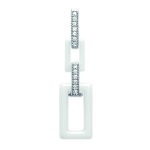 Les Tr&eacute;sors De Lily [L6284] - Pendentif Argent 'Sissi' blanc (c&eacute;ramique) rhodi&eacute; - 28x8 mm