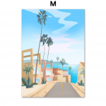 &Scaron;iaurės &scaron;alių Egėjo jūra Marokas Drobė Tapyba Mergina Kelionė Peizažas Sienos Menas Mėlynas vandenynas Plakatas Svetainė Namų apdaila Cuadros 21X30cm No Frame