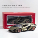 1/18 Scale Lambo Sian Diecast Modelinis Automobilinis žaislas, patraukiama transporto priemonė su garsu ir &scaron;viesa vaikams Dovanų kolekcija suaugusiems 1/18-27.5x12.5x6.5cm žalia