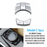Sidabrinis automobilio CIC IDrive daugialypės terpės valdymo mygtuko dangtelis skirtas BMW 1 3 5 6 7 X3 X4 X5 X6 serijai F20 F21 F30 F31 F07 F10 F11 F06 F Series Model C