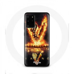 Coque pour Samsung Galaxy S11 Plus Vikings S&eacute;rie Saison 6 logo V Ep&eacute;e de Feu Fond Noir