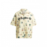 Adidas Originals mar&scaron;kinėliai trumpomis rankovėmis su grafiniu paveikslėliu ir raidiniu logotipu moterims, smėlio spalvos IC3072 L