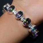 Mystic Rainbow Topaz Apyrankė Natūralus brangakmenis 925 Sterling Sidabro Apyrankė AAA Kokybi&scaron;kas Mystic Rainbow Brangakmenis dovanoti kam nors, ką myli 8"