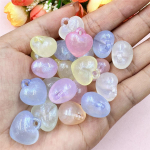 30 vnt. 17,5*17,5 mm želė spalvos akrilo persiko &scaron;irdelės formos laisvi karoliukai DIY papuo&scaron;alų aksesuarai apyrankių, auskarų gamybai geltona