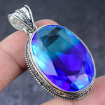 Bi-Color Tourmaline Gemstone Handmade 925 Sterling Silver Pendant 2.05 i9r32