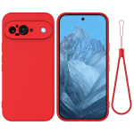 Tikras skystas silikoninis dėklas, skirtas &bdquo;Google Pixel 9 Pro XL 8 Pro 7Pro 6&ldquo;, visi&scaron;kai apsaugantis telefono dangtelio dirželį for Pixel 9 raudona