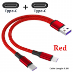 USB į USB C duomenų kabelis C tipo greito įkrovimo kabelis Y skirstytuvas 5A greito įkrovimo laidas Samsung Huawei Xiaomi telefono įkrovimo laidas 1.2m