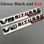 2 vnt. 3D ABS Automobilio sparno &scaron;oninis ženkliukas Mercedes Benz E63s AMG W213 W212 W205 C63S V8 BITURBO 4MATIC Emblemos lipdukai Aksesuarai C (2pcs)